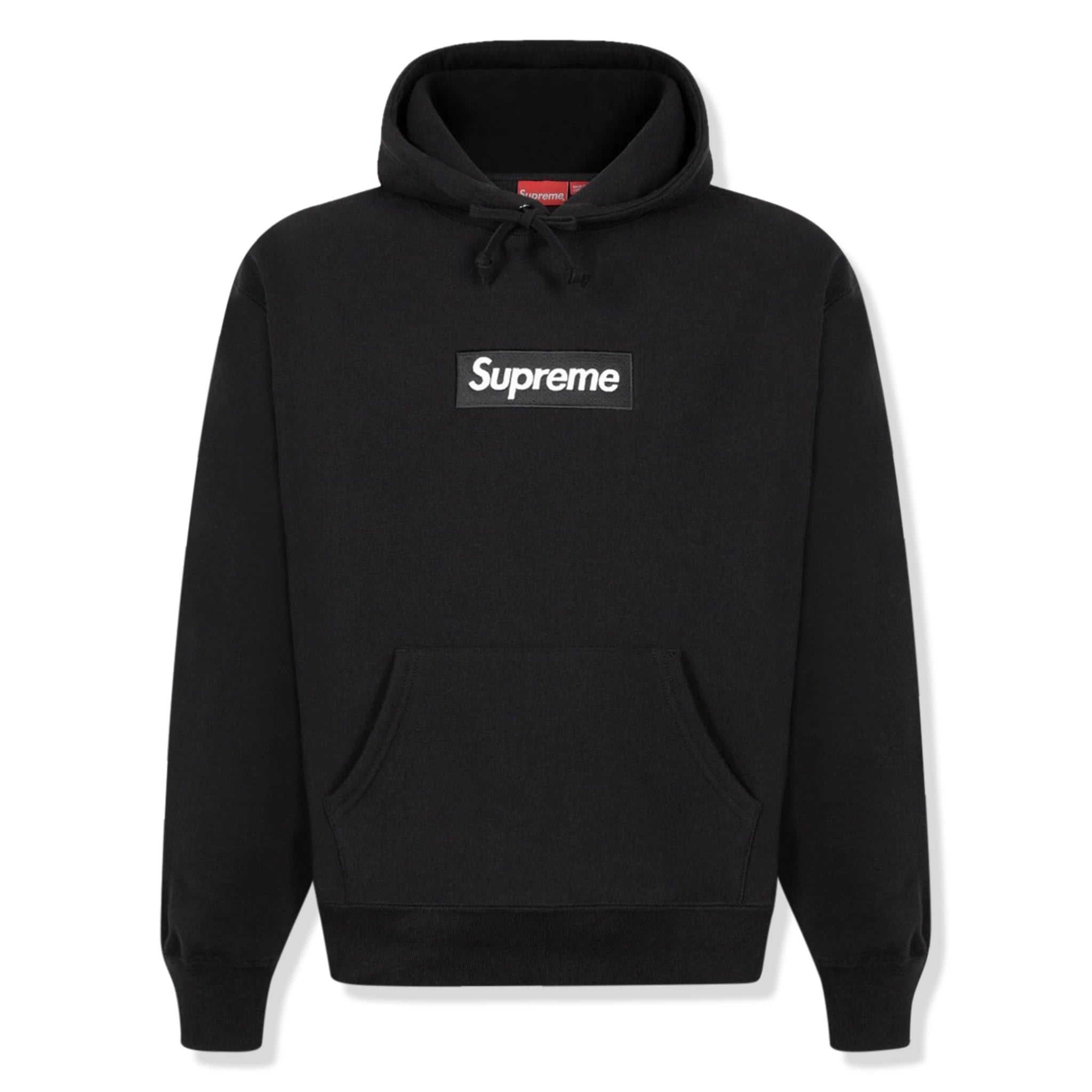 Front view of Supreme Box Logo Black Hoodie (FW23)
